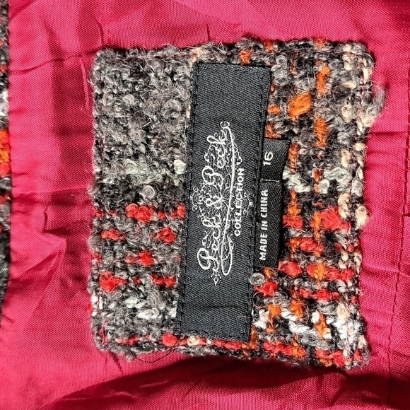 PECK & PECK Tweed boucle blazer wool blend plaid earth tones minimalist retro 14 - Picture 4 of 9